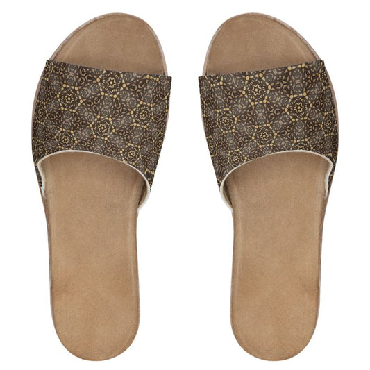 Womens Leather Sliders