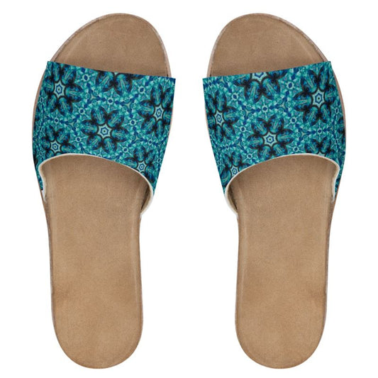 Womens Leather Sliders