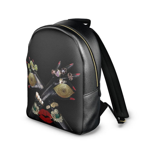 Red Lips Leather Backpack