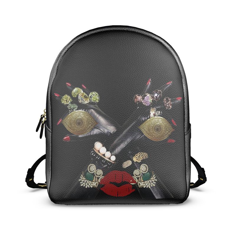 Red Lips Leather Backpack
