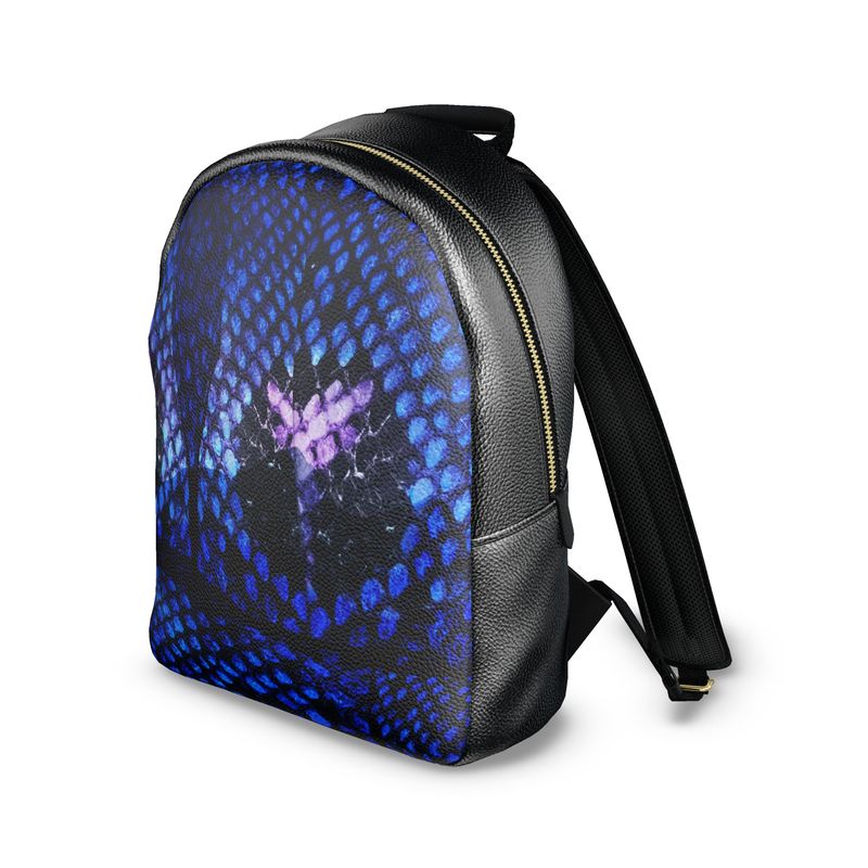 Blue Snake Leather Print Back-Pack