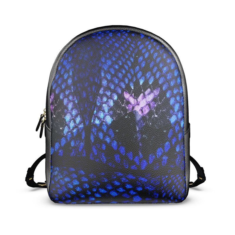 Blue Snake Leather Print Back-Pack