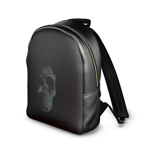 Skull Print Leather Backpack
