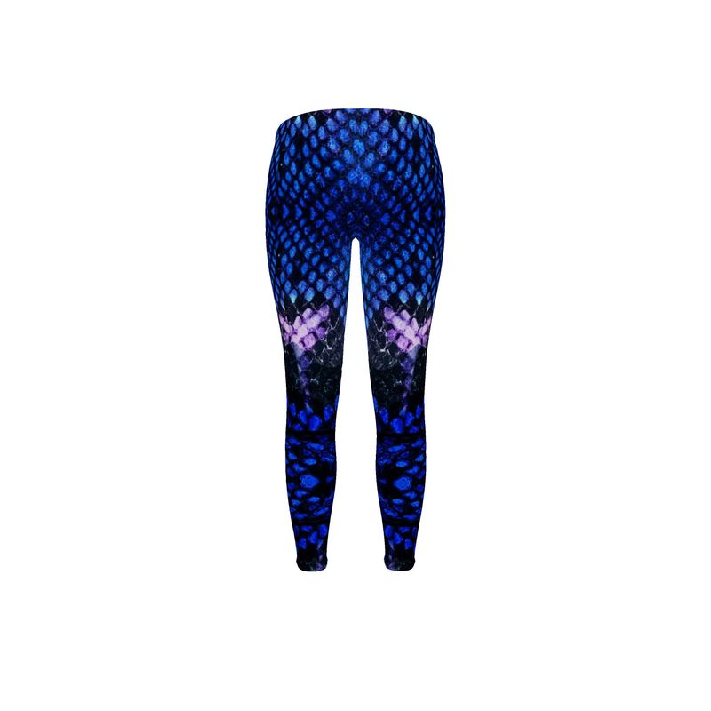 Blue Snake Print Leggings